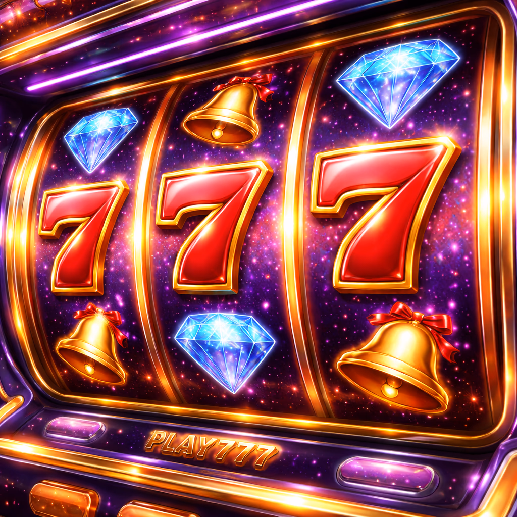 Happy woman enjoying vibrant online slot games with lucky 777 symbols representing premium casino entertainment on Play777 in Bangladesh